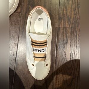 Fendi White and Gold Sneakers